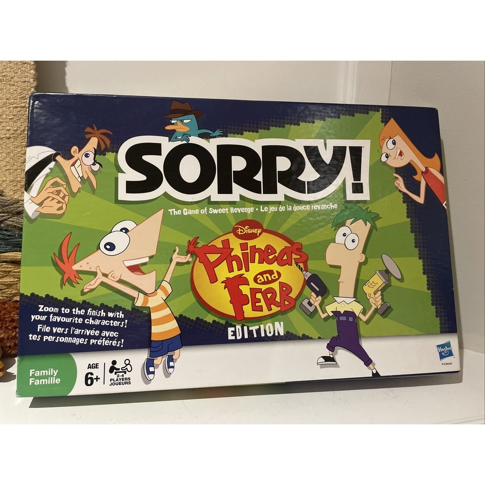 Phineas and Ferb Edition SORRY! Hasbro Disney 100% Complete Board game